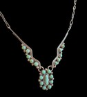 Vintage Sterling Silver Turquoise Navajo Bb Sterling Necklace 17    Earring Set