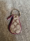 Vintage Coach Signature C Teardrop Key Fob Bag Charm Purple Plum Leather Y2k