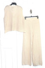 Sincerely Jules Women s 2 Pc Crochet Button Up Vest   Pant Set In Beige Large
