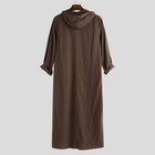 Arab Loose Gown Mens Long Sleeve Thobe Kaftan Hooded Robe  Muslim Saudi Islamic 