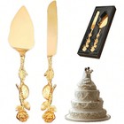 Personalized Gold Cake Knife Server Set Engraved Wedding Bridal Birthday Gift