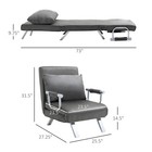 Modern Futon Sofa Lounger Couch W adjustable Backrest   Comfy Pillow  Dark Grey