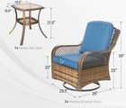 Oversized Outdoor Wicker Patio Furniture Set 3 Piece Rattan Swivel Rocker Chairs