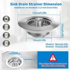 3 In 1 Kitchen Sink Drain Strainer  Stainless Steel Sink Stopper  Us Standard