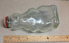 Vintage 50 s Snow Crest Bank Bottle Clear Glass Bear Aprox  7  Tall W Cap Salem