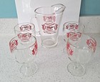 4 Vintage Miller High Life Beer Glasses Goblets Footed Pedestal   Drink Pitcher 