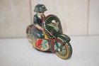 Vtg Japan Tin Litho Friction Toy Pd Military Machine Gun Motorcycle