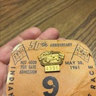 1961 Indy 500 Gold Bronze Badge W back    9    Unlimited Access Aj Foyt 1st Win Rare