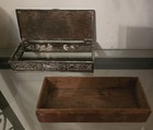 Antique Cast Metal And Cedar Cigar Box From Britain England Rare Find