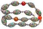Vintage Chinese Export Sterling Silver Filigree   Enamel Cloisonne Bead Necklace