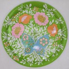 Hallmark Vintage Serving Tray Butterfly Flowers Mid Century Mcm Round Metal 