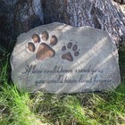 Paw Prints Pet Memorial Stone Grave Marker For Dog Or Cat Garden Gift 11x8