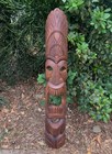 3 Set Of Hawaiian Tiki Wooden Masks Hand Carved 39 x 6 in