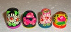 Beautiful Russian Set Of Four Thimbles   Wooden Hand Painted   New