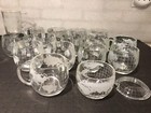 Nestle Nescafe Etched Glass World Globe Coffee Mugs W 13 Mugs 1 Sugar 1 Creamer