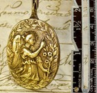 Antique Feast Of The Annunciation Saint Gabriel Blessed Virgin Mary Bronze Medal