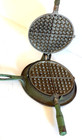 Antique Toy Cast Iron Childs Waffle Maker  Flips  To Cook The Other Side  Base