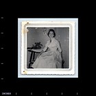 Old Vintage Square Photo Solo Woman In Dress Smiling Decorative Border Picture