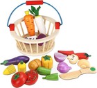 Magnetic Wooden Cutting Vegetables Food Play Toy Set Basket Fine Motor Skills