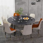 Wisfor Round Kitchen Dining Table Extendable Marble Top No Chair Restaurant Home