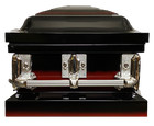 Amazing Gamecock Fullcouch Casket Black red  Silver Hardware  Velvet Interior