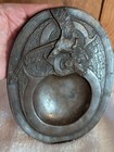 Vtg Bronze Coin Tray Bird Art Nouveau Eagle Signed Trinket Dish Czech Antique