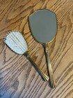 Vintage Elegant Gold Tone Vanity Dresser Set Mirror   Hairbrush Pink silver
