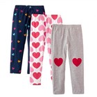 Girls Leggings 3-pack Set Cotton Casual Solid Stripe Stretch Tights Pants 2t