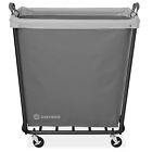 Open Box - Commercial Large Rolling Canvas Bin Laundry Hamper On Wheels  Gray
