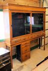 19th C  Old Store Sliding Glass Display Cabinet W  Drawers  Open Base