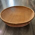 Vintage Chinese Handmade Large 16  Round Wicker Basket