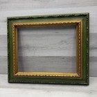 Green Gold Wood Picture Frame 12x16 Ornate Carved Cottage Core Gallery Vtg