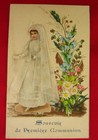 Vintage First Communion Holy Card Girl Souvenir French Religious Catholic Card