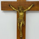 Vintage 12  Wood Wall Crucifix With Gold-tone Corpus     Catholic Inri Religious