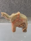 Marbled Onyx Elephant Statue Hand Carved Green And Brown Swirled Pattern