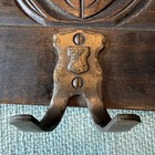 Antique Hand Carved Coat Hat Kitchen Rack Dark Finish Brass Hardware Ornate