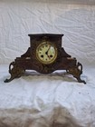 Antique A  D  Mougin Deux Medailles French Mantel Clock Red Marble