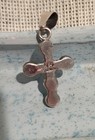 Sterling Silver 925 Turquoise Round Inlay Cross Pendant Charm Native American