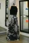 Womens Halter Dress Size 14 Preowned  Black Bodice And Floral Floor Lengt Skirt