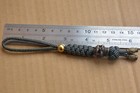 550 Paracord Combo Knife Lanyard Black With Retro Brass Skull Bead