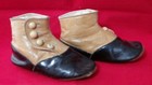 Antique Vintage Victorian Child Baby Doll Leather High Top Buttoned Shoes Spats