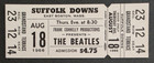 Beatles - 1966 - Full   Unused Original Concert Ticket - Boston - Suffolk Downs 