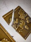 Antique Victorian Fireplace Tile Set 5 Caramel Acorn Oak Leaf 