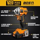 Boen Cordless Impact Wrench 1 2 Inch 260ft-lbs 350n m  2500rpm Torque iw-79