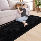 Black Runner Rug 2 x6  Non-slip Shag Carpet For Hallway  Bedroom  Living Room