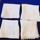 4 Vintage White Handkerchiefs Hankies  Linen Cotton Tatted Embroidered Scalloped