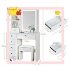 White Vanity Makeup Dressing Table Desk Set    6 Drawers With Led Mirror And Stool