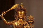 Tibet Buddhism Bronze Gilt Wenshu Manjushri Goddess Buddha Hold Sword Statue
