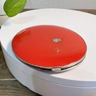 Vintage Red Painted Metal Compact  Pancake Shape