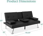 Sofa Cama Futon Espuma Viscoelastica Convertible Portavaso Mueble Piel Sintetica